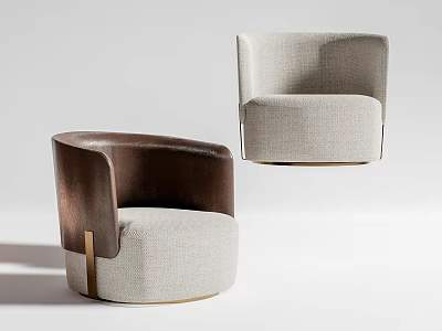 Elegant Modern Accent Chair Design With Fabric Upholstery Leather Armrest And Round Base 3d model