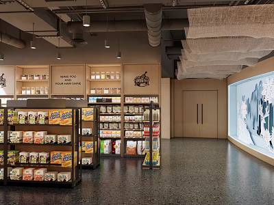 Modern Supermarket Department Store Interior With Organized Shelves And Various Products 3d model
