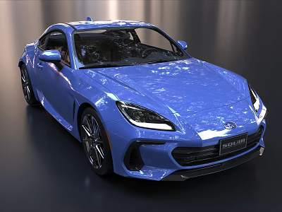 Blue Modern Sports Car With Shiny Exterior Aerodynamic Body And Headlights 3d model