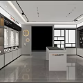 Modern Home Furnishing Store Interior With Display Shelves Central White Counter And Product Displays