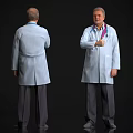 Men In Doctor White Coats With Stethoscope Front And Back Views Thumbs Up Gesture