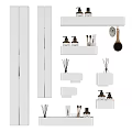 Modern Black Bathroom Accessories Set With Wall Shelves Bottles Brush And Mirror