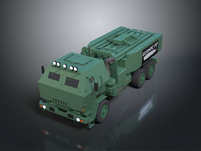 Military Green Armored Tank with Multiple Wheels and Missile Launcher System 3d model