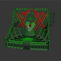 Modern Stage Construction With Red Decorative Elements Lighting Structure And Central Installation