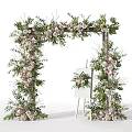 Elegant Floral Display with Decorative Arch Greenery and Easel Floral Arrangement