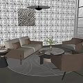 Modern Sofa Coffee Table Combination Double Sofa Side Table Single Chair 3d model