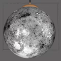 Modern Spherical Pendant Light with Moon Surface Texture and Wooden Top for Warm Ambient Lighting