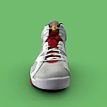 White High Top Basketball Shoes With Perforated Upper Red Sole And Gray Accents