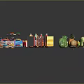Colorful Assorted Food Display With Fresh Fruits Vegetables And Packaged Snacks Beverages