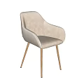 Beige Upholstered Single Chair With Armrest And Modern Wooden Legs Design