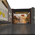 Ancient Emperor Themed Cultural Museum Exhibition With Stone Statue Traditional Mural And Display Cases