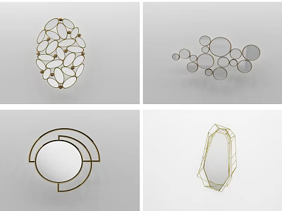 Modern Geometric Metal Wall Decor With Circular Oval And Polygonal Openwork Designs 3d model