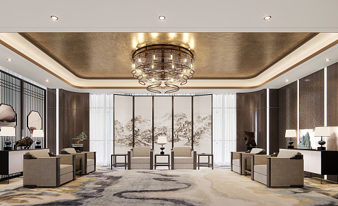 New Chinese Reception Room VIP Reception Room 3d model