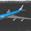 Blue KLM Passenger Airplane Exterior Design With Tail Details And Wings