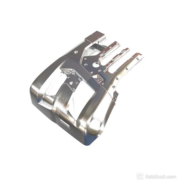Durable Shiny Metal Mechanical Component With Structural Design And Mounting Holes 3d model 