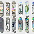 Colorful Skateboards With Unique Graphics Various Artistic Prints And Sports Designs