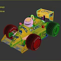 Yellow LOTUS Racing Car With CARMEL ELF Sponsor Logos And Large Tires