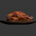 Delicious Juicy Roasted Chicken With Crispy Red Glaze Skin Served On Wooden Platter
