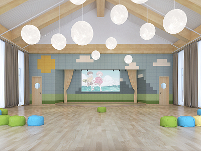 Modern kindergarten sound and body classroom model