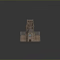 Historic Brick Church Building With Tower Gray Roof And Arched Windows