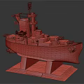 Alaska Warship Model With Camouflage Paint And Red Bottom Display Stand