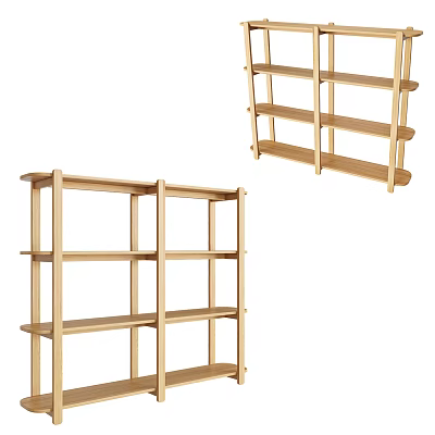 Wooden Display Shelves With Multiple Layers And Open Structure For Retail Use 3d model