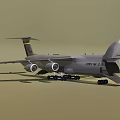 USAF Military Transport Aircraft With Gray Exterior Large Wing And Landing Gear