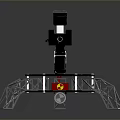 Black Robot With Mechanical Arm And Metal Frame Structure On Gray Reflective Surface