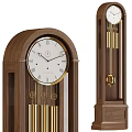 Vintage Wooden Grandfather Clock With Roman Numeral Dial And Pendulum Chimes