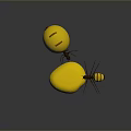 Two Brown Ants Interacting With Shiny Yellow Sphere And Flat Object On Dark Background 3d model