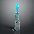 Decorative Ornament Set with Blue Crystal and Cracked Stone Pillar Design