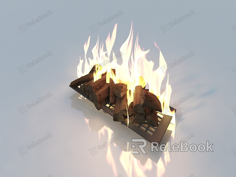 Tribal building, broken wall, broken tile, wood frame, wood pile, fire pile model