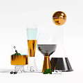 Elegant Wine Bottles And Glasses With Golden Accents Transparent Design And Olive Garnish