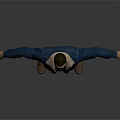 Game Character Male Wearing Blue Denim Jacket Fleece Lining Blue Jeans Brown Shoes Arms Outstretched