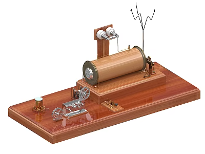 Industrial Equipment Model Featuring Cylindrical Roller Wooden Base And Metal Gears 3d model