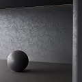 Minimalist Modern Interior With Gray Sphere On Gray Tabletop And Wall 3d model