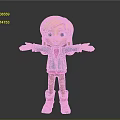 Cartoon Girl Character With Blonde Hair Blue Eyes Denim Jacket Pink Boots And Dark Background