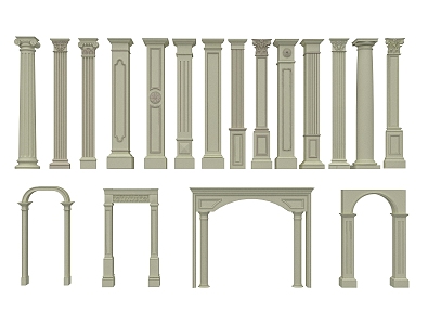 Classical Roman Column Gypsum Column Carving Flower Pillar Cave Pass Roman Column 3d model