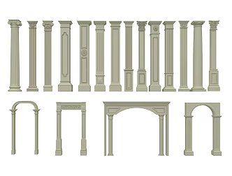 Classical Roman Column Gypsum Column Carving Flower Pillar Cave Pass Roman Column 3d model