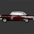 Shiny Red Classic Vintage Car With White Roof And Chrome Accents