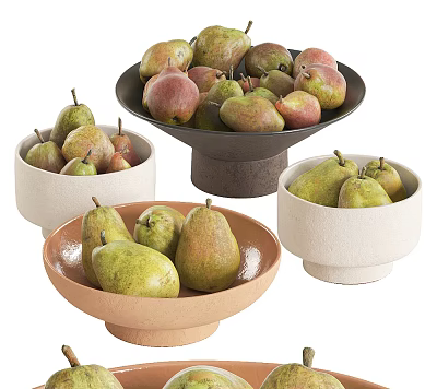 Fresh Green and Red Pears in Various Colored Ceramic Bowls for Home Kitchen 3d model Fresh Green and Red Pears in Various Colored Ceramic Bowls for Home Kitchen 3d model