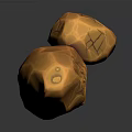 Wood Stone Decorative Sculptures With Orange Color And Carved Patterns In Two Sizes