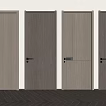 Modern Wooden Hinged Doors Featuring Different Handle Designs In Interior Setting 3d model
