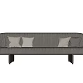 Modern Gray Ribbed Sectional Sofa With Light Cushions And Black Legs 3d model
