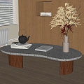 Coffee table solid wood coffee table terrazzo coffee table simple coffee table decoration combination 3d model