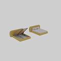Yellow Modern Double Bed with Curved Headboard and White Bedding Pillows