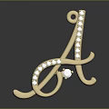 Elegant Gold Letter A Brooch Accessory with Sparkling Diamonds and Intricate Design
