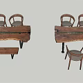 Rustic Wooden Tea Table And Chairs With Natural Grain And Comfortable Seats