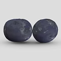 Two Fresh Juicy Round Deep Purple Blueberries on Clean Gray Background