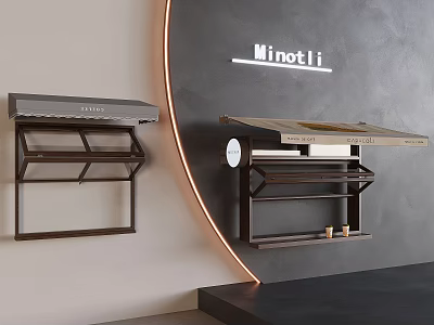 Minotti Modern Wall Mounted Shelves With Wooden And Metal Structure Design 3d model